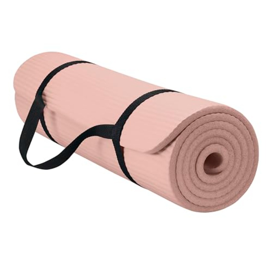 Pilates Yoga Joint - 厚手のヨガマット、簡単な留め具付きキャリングストラップ付きエクササイズ＆フィットネスマット、滑り止めNBRフォームジョイントクッション、ヨガ、ピラティス、フィットネス用