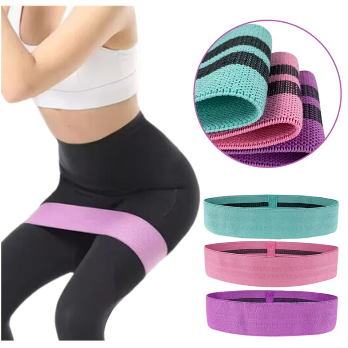 Pilates Yoga Joint - 弾性バンドフィットネスレジスタンスバンドヨガピラティス股関節ストレッチコットンヒップリフティングレジスタンスバンドジムトレーニング機器