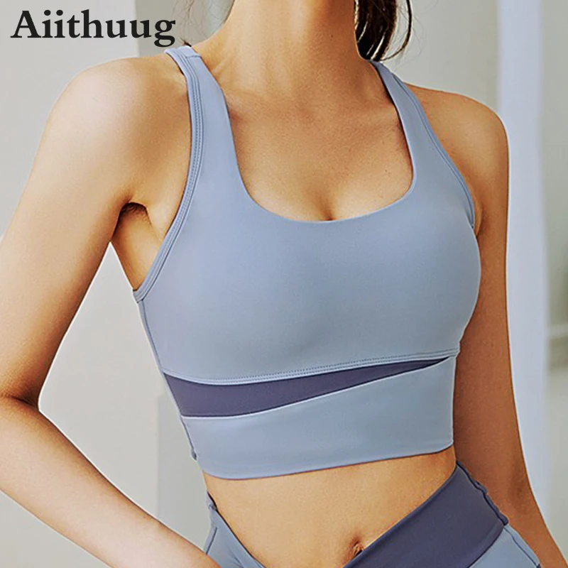 Pilates Yoga Joint - Aiithuug ヨガ クロップトップ スプライシング ジョイント カラー