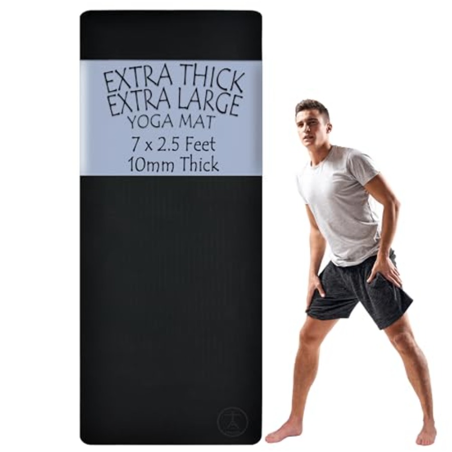 Pilates Yoga Joint - ホームワークアウト用ヨガマット、極厚10mm TPE、ブラック、優れた関節の緩衝性とXLサイズでピラティスやスタジオでの使用に最適