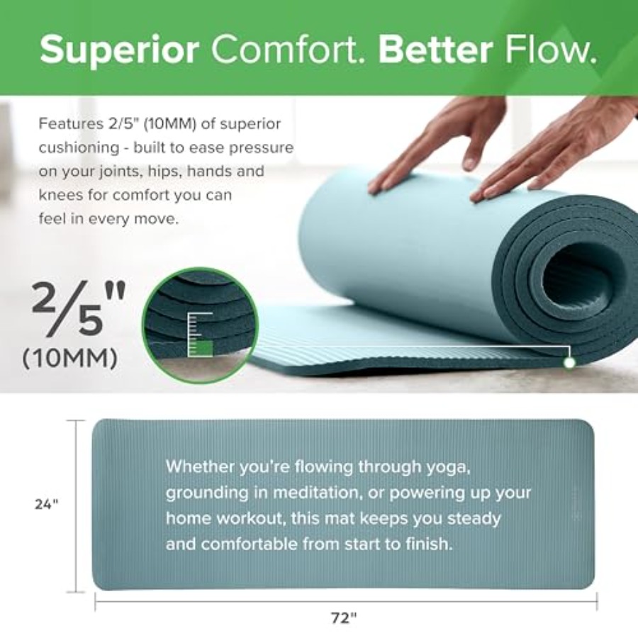厚手のヨガマット、簡単な留め具付きキャリングストラップ付きエ - Pilates Yoga Joint のレビューと価格