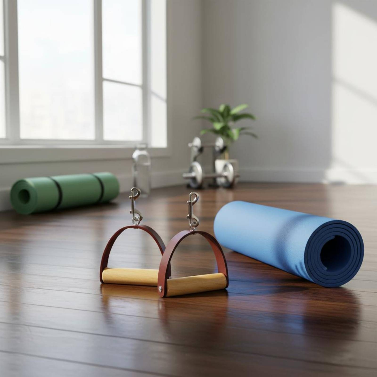 2個セット ピラティス レザーハンドル 木製グリップ 金属ク - Pilates & Yoga With Harna のレビューと価格