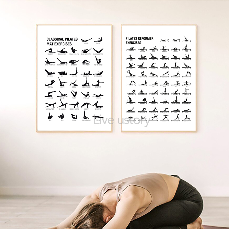 フレームレスピラティスワークアウトチャートポスターキャンバス - Pilates Yoga Gym のレビューと価格