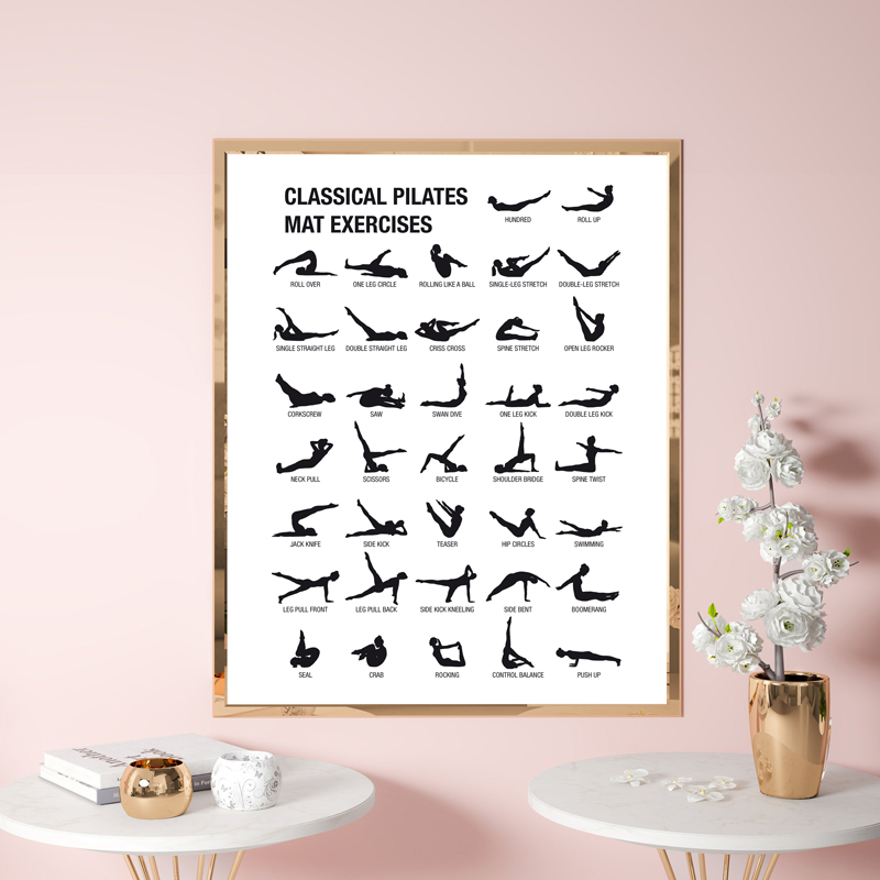 フレームレスピラティスワークアウトチャートポスターキャンバス - Pilates Yoga Gym のレビューと価格